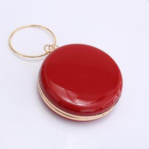 Sleek Metallic Accents Elegant Round Evening Handbag - Image 2
