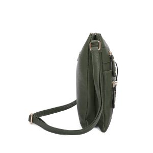 Zipper Accents Faux Leather Multi-Pocket Crossbody Bag - Image 3