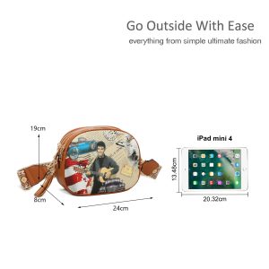Adjustable Strap Retro Graphic Crossbody Shoulder Bag - Image 2