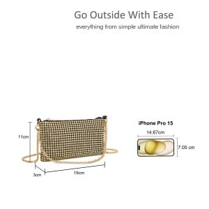 Gold Chain Strap Rhinestone Evening Clutch Bag - Image 2