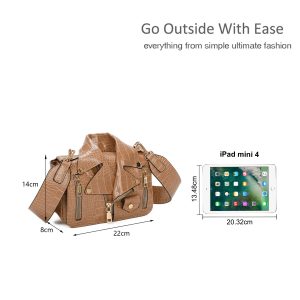 Stylish Crocodile-Embossed Biker Jacket Shoulder Handbag - Image 2
