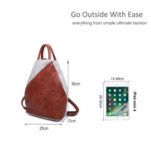 Modern Design Two-Tone Faux Leather Backpack - Image 2
