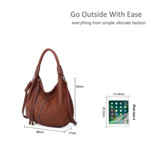 Braided Handle Classic Slouchy Shoulder Bag - Image 2