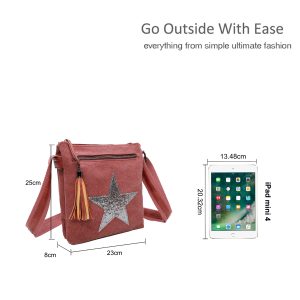 Glitter Star Accent Stylish Canvas Crossbody Bag - Image 2