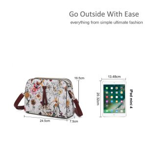 Adjustable Strap Elegant Floral Crossbody Messenger Bag - Image 2