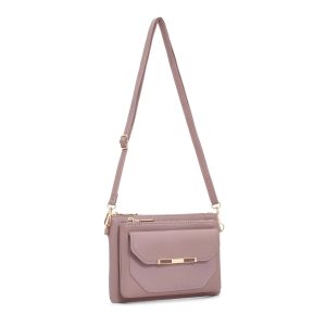Front Flap Pocket Gold-Tone Compact Crossbody Bag