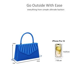 Snap Closure Chain Strap Pleated Evening Clutch Bag - Image 2