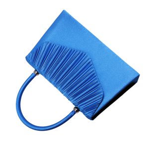 Snap Closure Chain Strap Pleated Evening Clutch Bag - Image 3