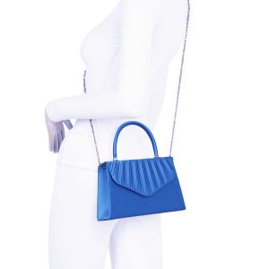 Snap Closure Chain Strap Pleated Evening Clutch Bag - Image 5
