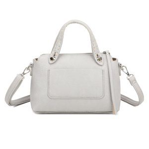 Elegant Stitched Studded Top Handle Shoulder Handbag