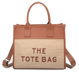 Stylish Versatile Faux Leather Handwoven Tote Bag - Image 1
