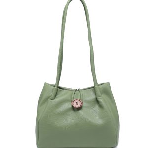 Stylish Button Closure Shoulder Bag with Inner Zipper Pocket & Long Straps - Image 9