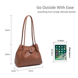 Stylish Button Closure Shoulder Bag with Inner Zipper Pocket & Long Straps - Image 2