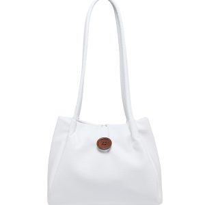 Stylish Button Closure Shoulder Bag with Inner Zipper Pocket & Long Straps - Image 6
