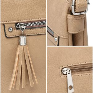 Slim PU Leather Tassel Charm Crossbody Shoulder Bag - Image 6