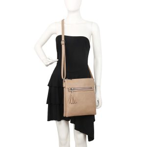 Slim PU Leather Tassel Charm Crossbody Shoulder Bag - Image 5