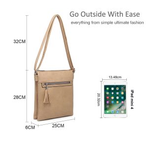 Slim PU Leather Tassel Charm Crossbody Shoulder Bag - Image 2