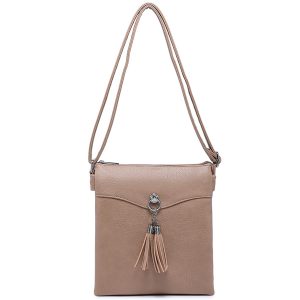 Slim PU Leather Tassel Detail Crossbody Shoulder Bag