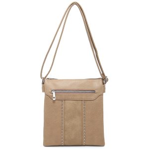 Slim PU Leather Studded Design Crossbody Shoulder Bag