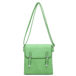 Lightweight Dual Buckle Flap Crossbody Shoulder Bag