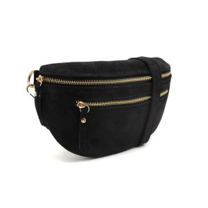 Genuine Italian Suede Sling Crossbody Bag with Dual Zipper Compartments - Image 13