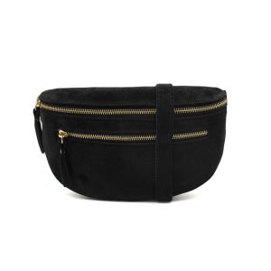 Genuine Italian Suede Sling Crossbody Bag with Dual Zipper Compartments - Image 12