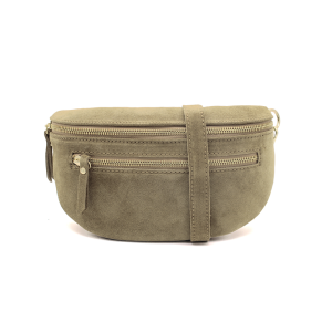 Genuine Italian Suede Sling Crossbody Bag with Dual Zipper Compartments - Image 14