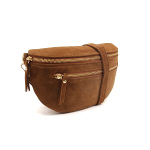 Genuine Italian Suede Sling Crossbody Bag with Dual Zipper Compartments - Image 11