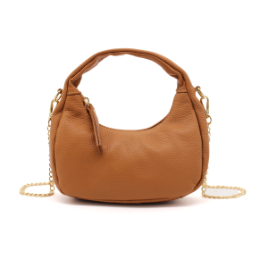 Chic Genuine Italian Leather Crossbody Bag with Elegant Chain Strap - Image 1