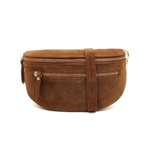 Genuine Italian Suede Sling Crossbody Bag with Dual Zipper Compartments - Image 10
