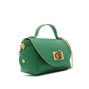 Genuine Italian Leather Crossbody Bag with Chain Strap and Twist Lock Closure - Image 13