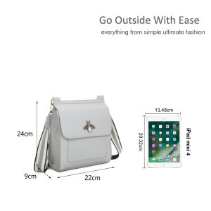 Elegant Crossbody Shoulder Handbag with Bee Embroidery - Image 2