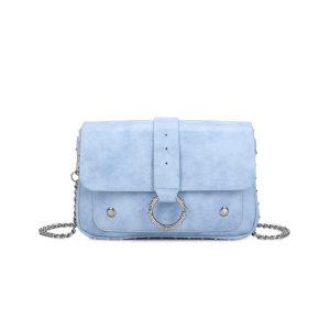 Elegant Textured Finish Chain Strap Flap Shoulder Bag