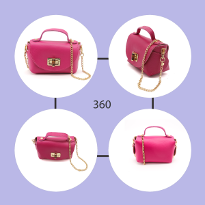 Genuine Italian Leather Crossbody Bag with Chain Strap and Twist Lock Closure - Image 22