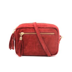 Casual Italian Genuine Suede Crossbody Bag with Tassel Zipper Closure - Image 1