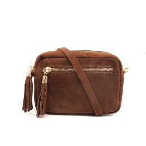 Casual Italian Genuine Suede Crossbody Bag with Tassel Zipper Closure - Image 14