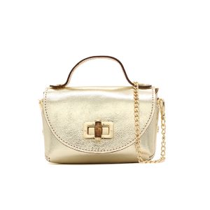 Genuine Italian Leather Crossbody Bag with Chain Strap and Twist Lock Closure - Image 20