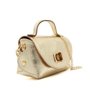 Genuine Italian Leather Crossbody Bag with Chain Strap and Twist Lock Closure - Image 21