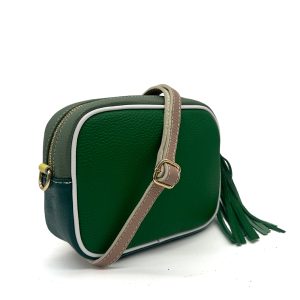 Italian Leather Colorblock Crossbody Camera Bag with Tassel - Image 13