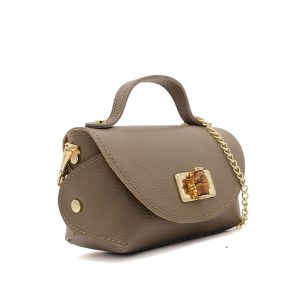 Genuine Italian Leather Crossbody Bag with Chain Strap and Twist Lock Closure - Image 15
