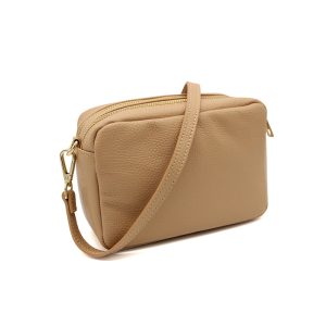 Italian Genuine Leather Crossbody Bag with Double Zipper Compartments - Image 17