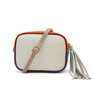 Italian Leather Colorblock Crossbody Camera Bag with Tassel - Image 8