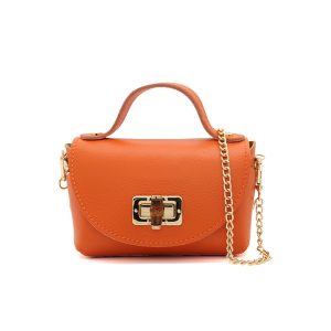 Genuine Italian Leather Crossbody Bag with Chain Strap and Twist Lock Closure - Image 16