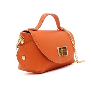 Genuine Italian Leather Crossbody Bag with Chain Strap and Twist Lock Closure - Image 17