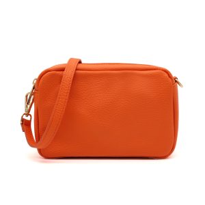 Italian Genuine Leather Crossbody Bag with Double Zipper Compartments - Image 1
