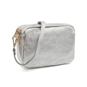 Italian Genuine Leather Crossbody Bag with Double Zipper Compartments - Image 9