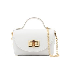 Genuine Italian Leather Crossbody Bag with Chain Strap and Twist Lock Closure - Image 18