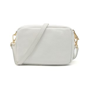 Italian Genuine Leather Crossbody Bag with Double Zipper Compartments - Image 10
