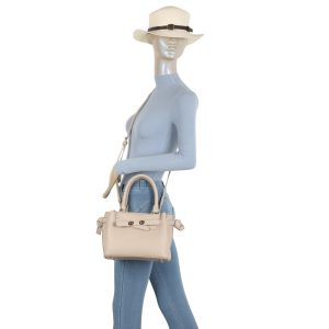 Gold Tone Textured Finish Dual Handles Mini Tote Bag - Image 8