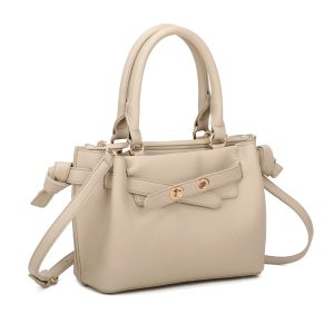 Gold Tone Textured Finish Dual Handles Mini Tote Bag - Image 2